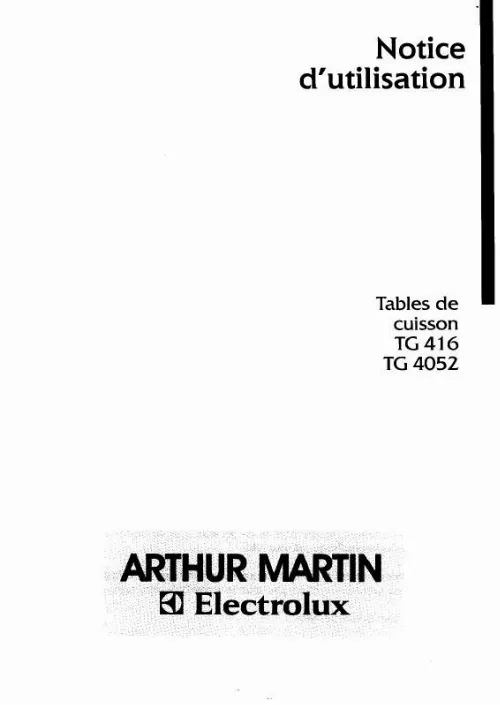 Mode d'emploi ARTHUR MARTIN TG416BP