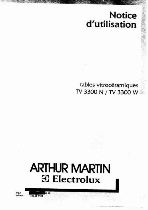 Mode d'emploi ARTHUR MARTIN TV3300W