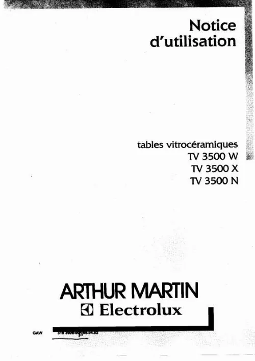 Mode d'emploi ARTHUR MARTIN TV3500N1