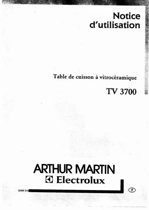 Mode d'emploi ARTHUR MARTIN TV3700N