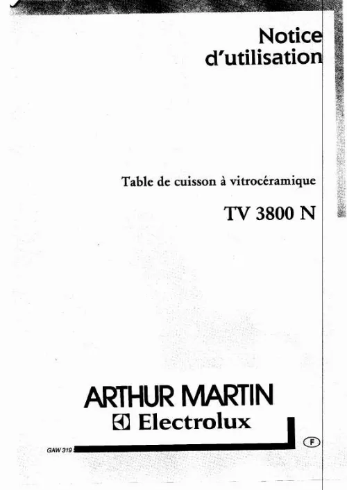 Mode d'emploi ARTHUR MARTIN TV3800N