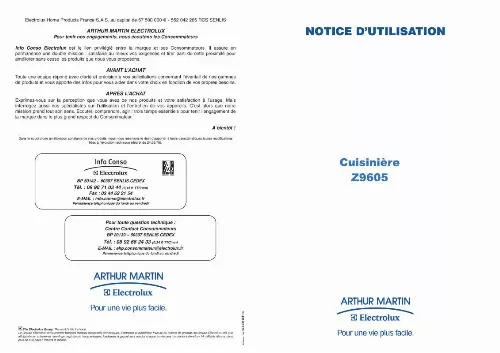 Mode d'emploi ARTHUR MARTIN Z9605MCX