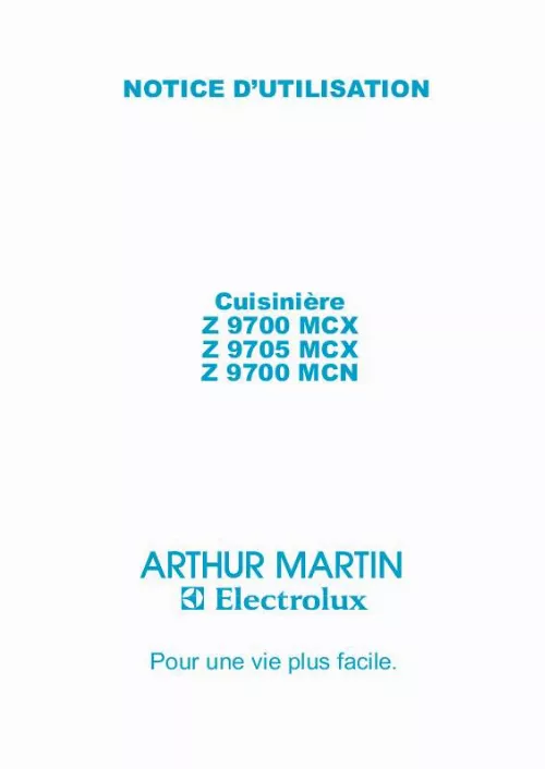 Mode d'emploi ARTHUR MARTIN Z9705MCX