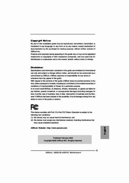 Mode d'emploi ASROCK 939SLI32-ESATA2