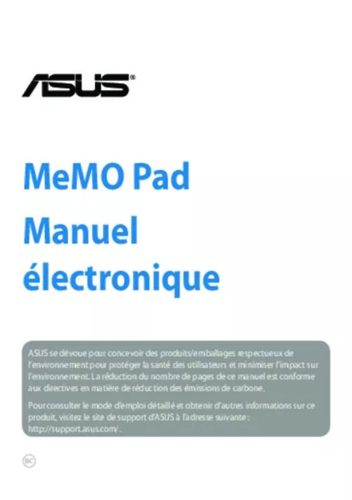 Mode d'emploi ASUS MEMO PAD SMART 10 ME301T-1B016A