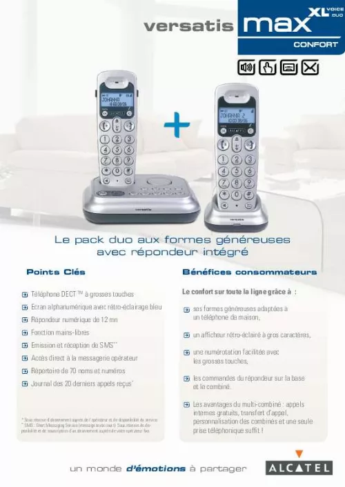 Mode d'emploi ATLINKS VERSATIS MAX XL VOICE DUO COMFORT