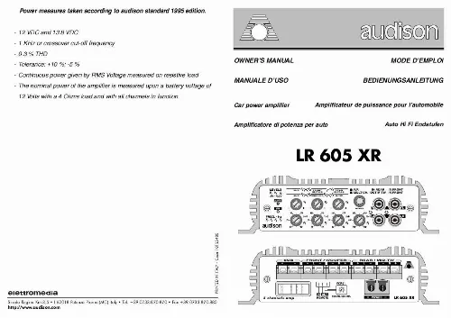 Mode d'emploi AUDISON LR 605 XR