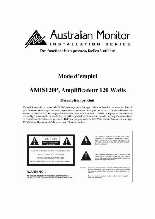Mode d'emploi AUSTRALIAN MONITOR AMIS120P