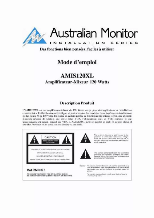 Mode d'emploi AUSTRALIAN MONITOR AMIS120XL