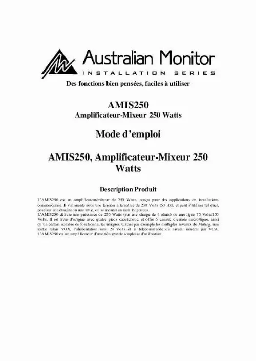 Mode d'emploi AUSTRALIAN MONITOR AMIS250