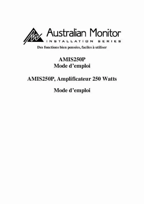Mode d'emploi AUSTRALIAN MONITOR AMIS250P