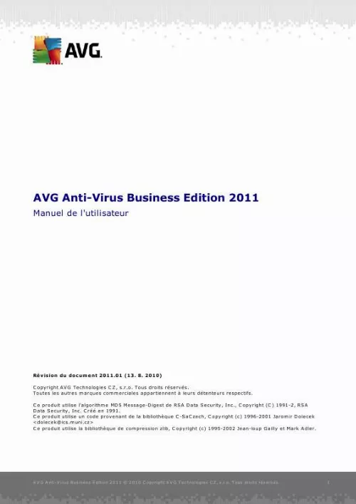 Mode d'emploi AVG ANTI-VIRUS BUSINESS EDITION 2011