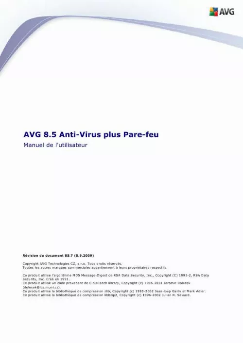 Mode d'emploi AVG AVG 8.5 ANTI-VIRUS PLUS PARE-FEU