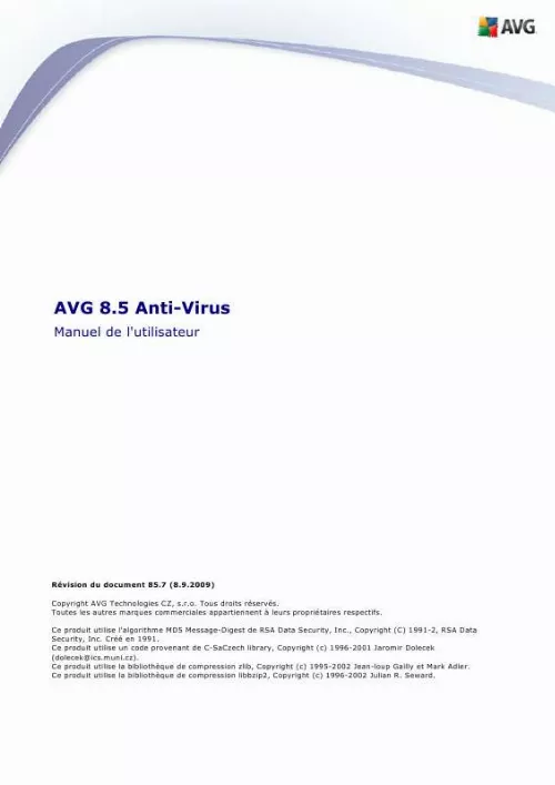 Mode d'emploi AVG AVG 8.5 ANTI-VIRUS
