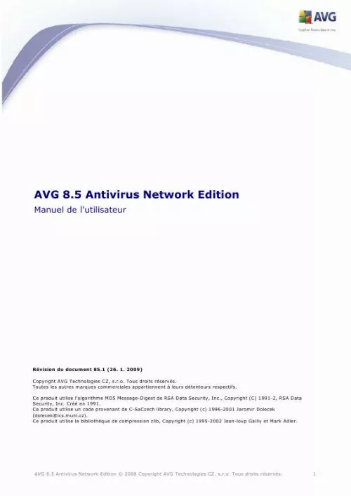 Mode d'emploi AVG AVG 8.5 ANTIVIRUS NETWORK EDITION