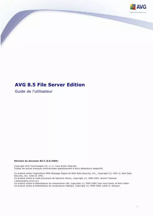 Mode d'emploi AVG AVG 8.5 FILE SERVER EDITION