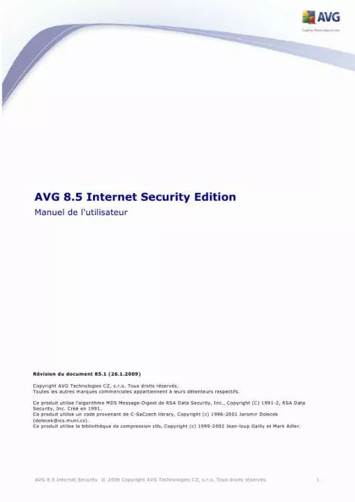 Mode d'emploi AVG AVG 8.5 INTERNET SECURITY EDITION
