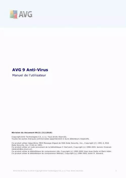 Mode d'emploi AVG AVG 9 ANTI-VIRUS