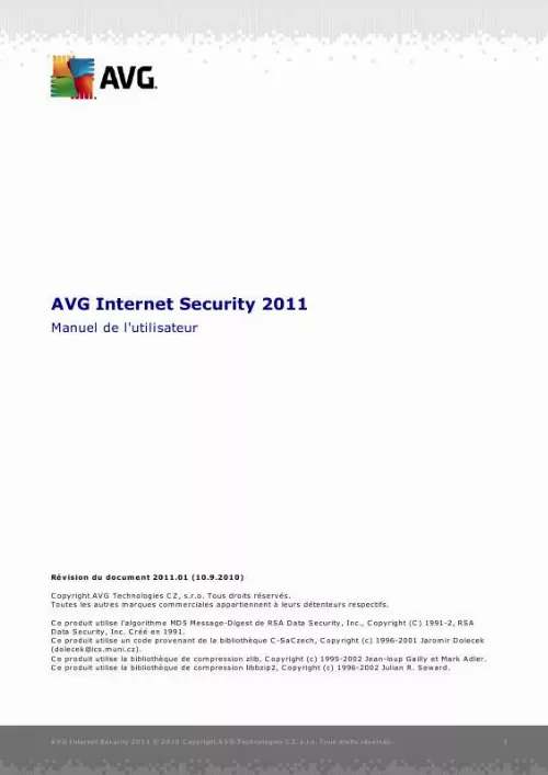 Mode d'emploi AVG INTERNET SECURITY 2011