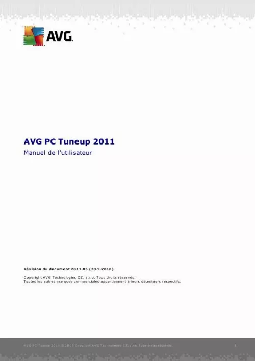 Mode d'emploi AVG PC TUNEUP 2011