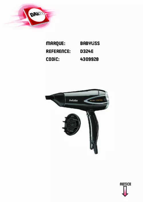 Mode d'emploi BABYLISS D342E EXPERT 2200