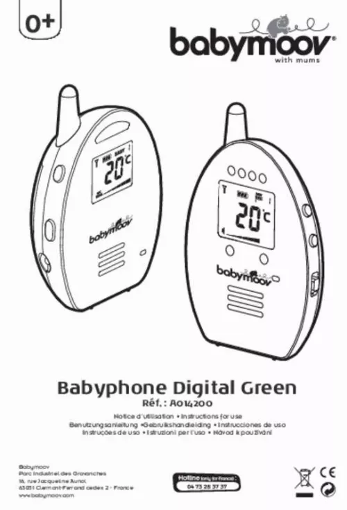 Mode d'emploi BABYMOOV BABYPHONE AUDIO GREEN DIGITAL