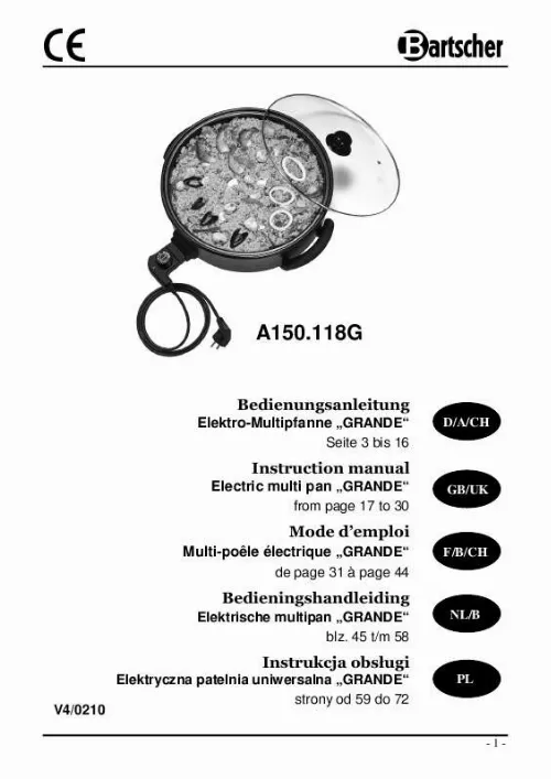 Mode d'emploi BARTSCHER A150118G