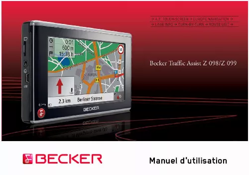 Mode d'emploi BECKER TRAFFIC ASSIST Z098