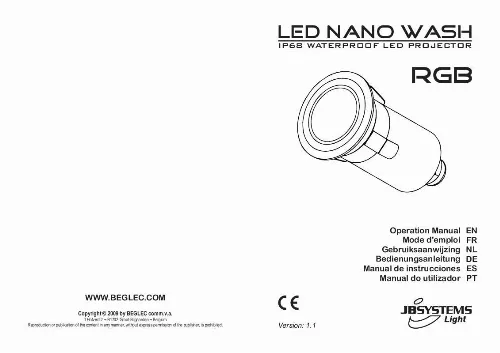 Mode d'emploi BEGLEC LED NANO WASH RGB