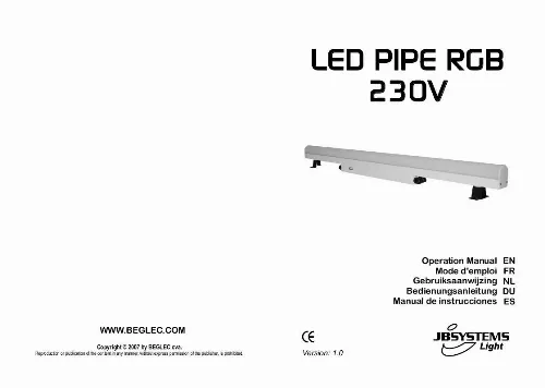 Mode d'emploi BEGLEC LED PIPE RGB 230V
