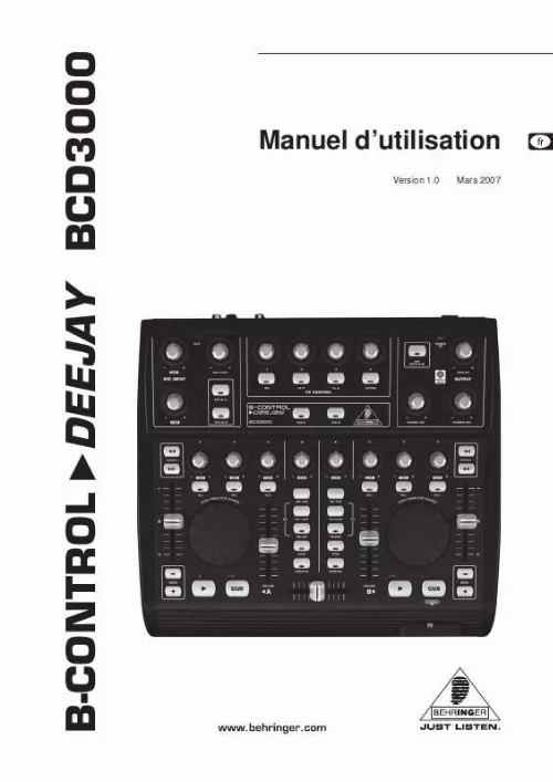 Mode d'emploi BEHRINGER BCD3000