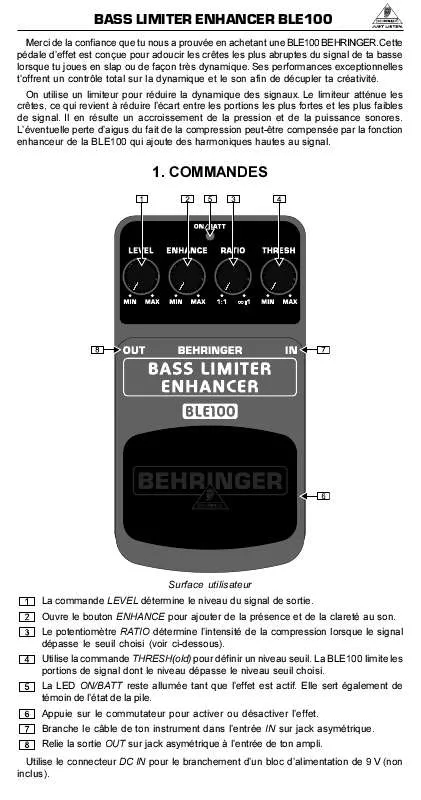 Mode d'emploi BEHRINGER BLE100