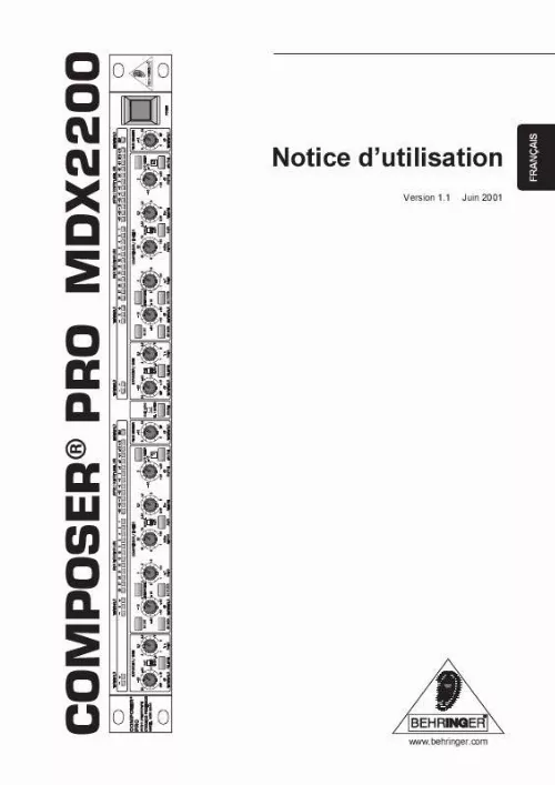 Mode d'emploi BEHRINGER COMPOSER PRO
