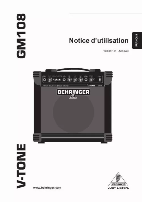 Mode d'emploi BEHRINGER GM108