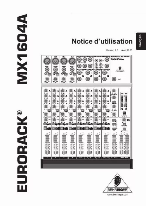 Mode d'emploi BEHRINGER MX1604A