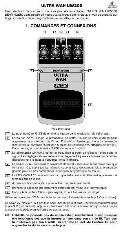 Mode d'emploi BEHRINGER UW300