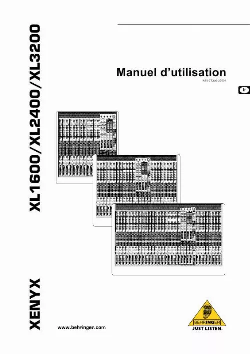 Mode d'emploi BEHRINGER XL1600