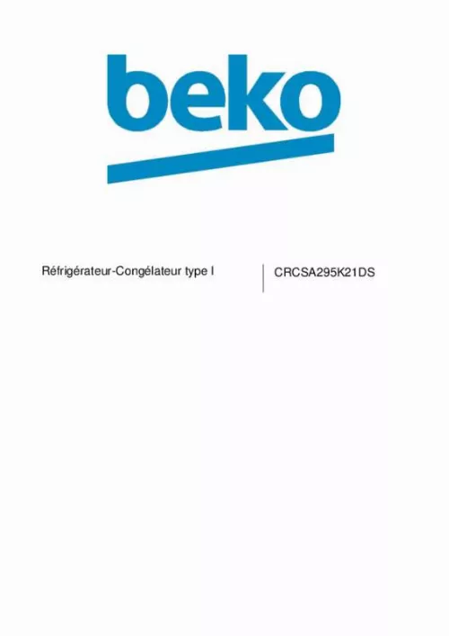 Mode d'emploi BEKO CRCSA295K21DS