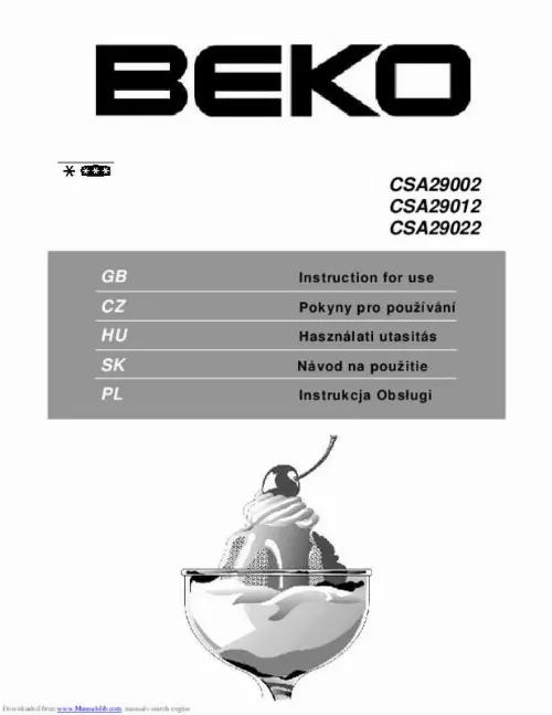 Mode d'emploi BEKO CSA29020