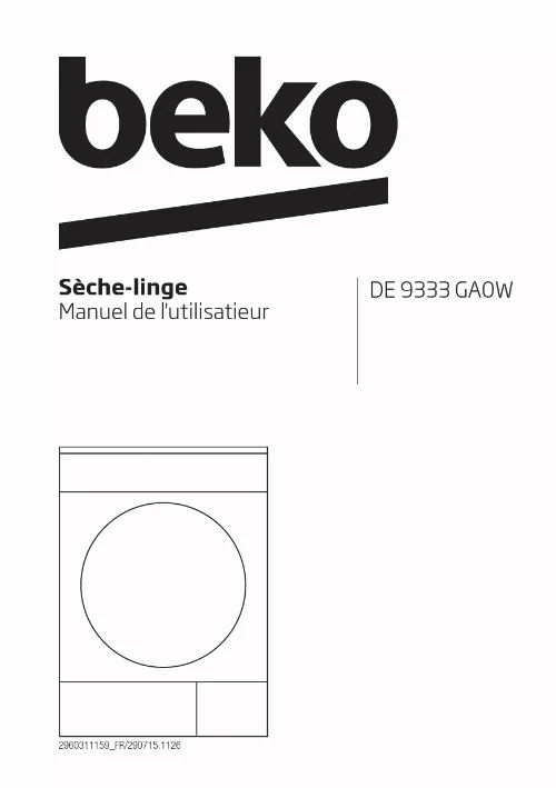 Mode d'emploi BEKO DE 9333 GA0W