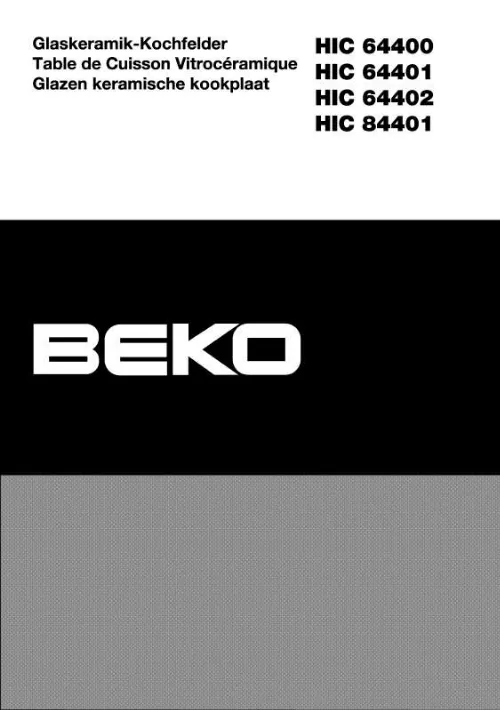 Mode d'emploi BEKO HIC 64401