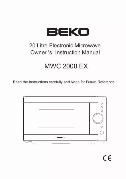 Mode d'emploi BEKO MWC 2000 EX