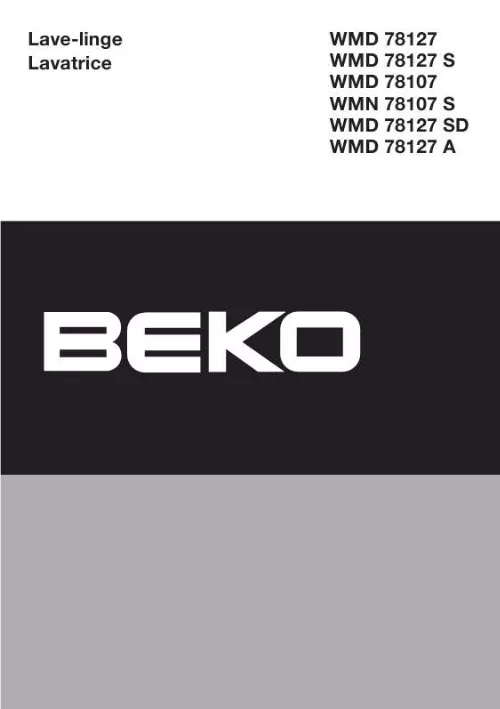 Mode d'emploi BEKO WMD 78107 S