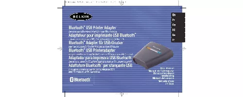 Mode d'emploi BELKIN ADAPTATEUR BLUETOOTH™ POUR IMPRIMANTE USB #F8T031EA