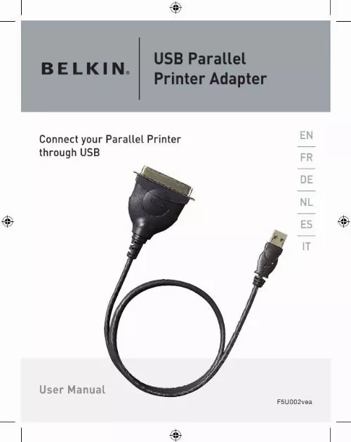 Mode d'emploi BELKIN ADAPTATEUR D'IMPRIMANTE PARALLÈLE USB #F5U002F