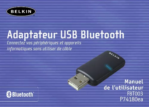Mode d'emploi BELKIN ADAPTATEUR USB BLUETOOTH #F8T003FR
