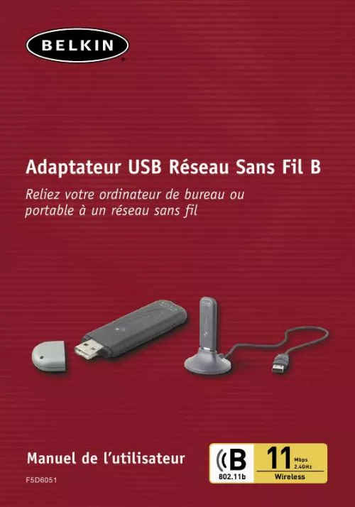 Mode d'emploi BELKIN ADAPTATEUR USB SANS FIL 802.11B #F5D6051FR