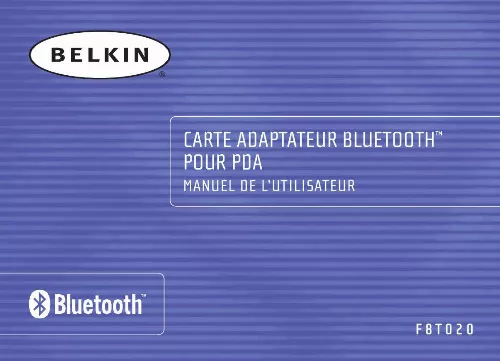 Mode d'emploi BELKIN CARTE ADAPTATEUR PDA BLUETOOTH™ #F8T020FR
