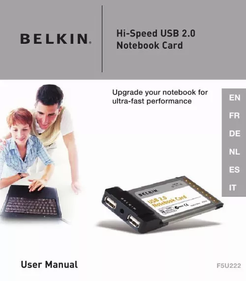 Mode d'emploi BELKIN CARTE CARDBUS USB 2.0 À HAUT DÉBIT DE BELKIN #F5U222FR