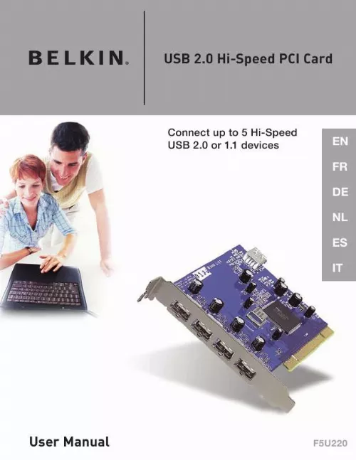 Mode d'emploi BELKIN CARTE PCI USB 2.0 5 PORTS #F5U220VEA1